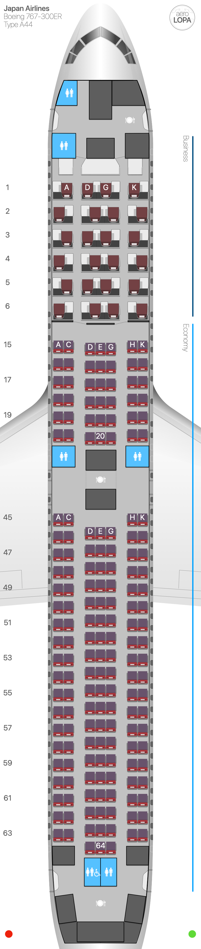 JL Boeing 767-300ER type A44 - AeroLOPA | Detailed aircraft