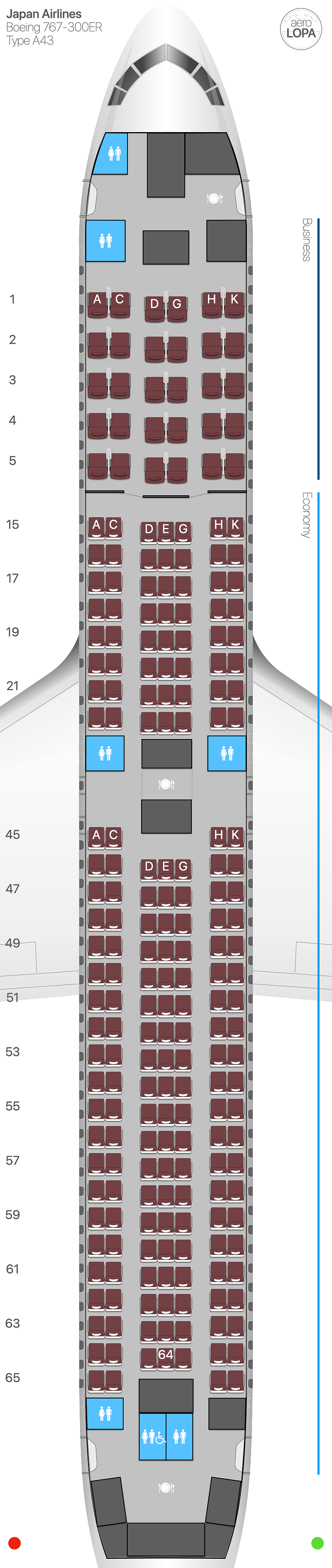 JL Boeing 767-300ER type A43 - AeroLOPA | Detailed aircraft