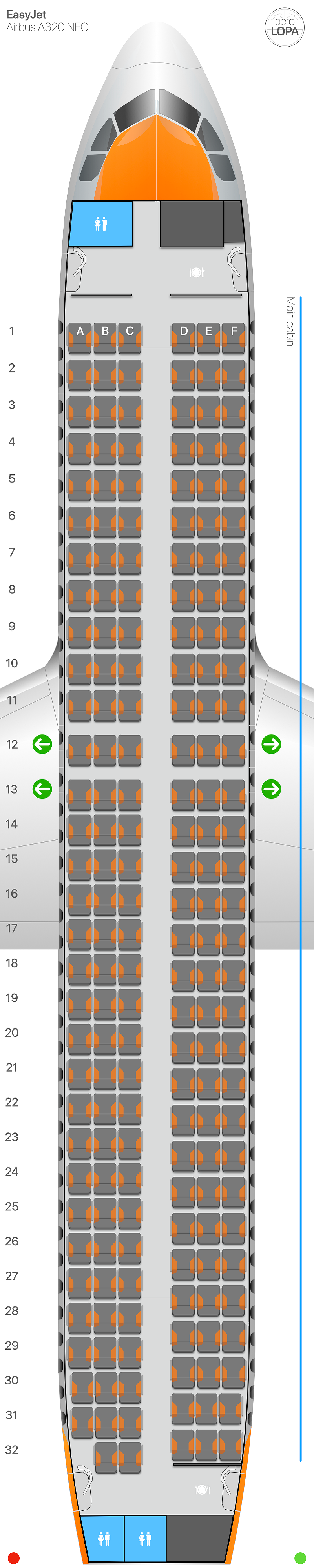 Easyjet airbus a320neo type 2 aerolopa detailed aircraft seat plans
