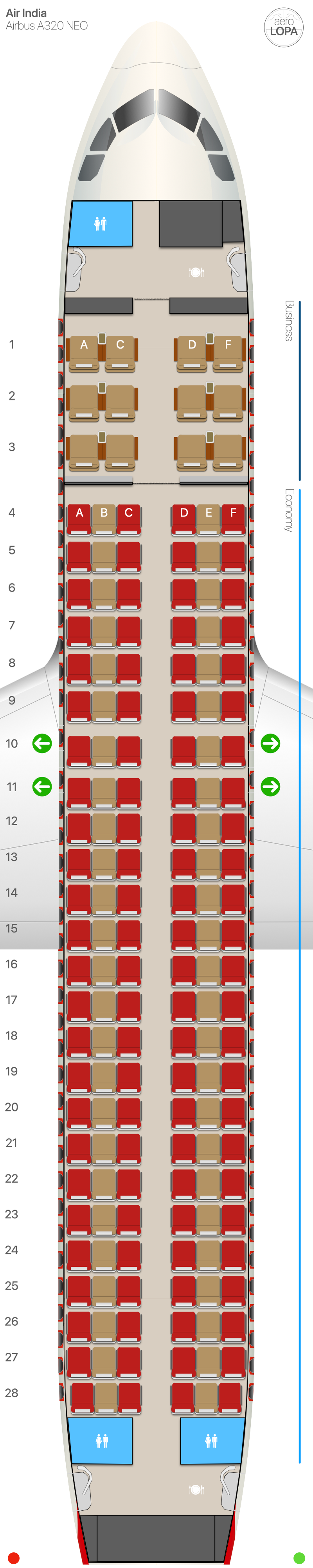 Ai airbus a320neo type 1 aerolopa detailed aircraft seat plans