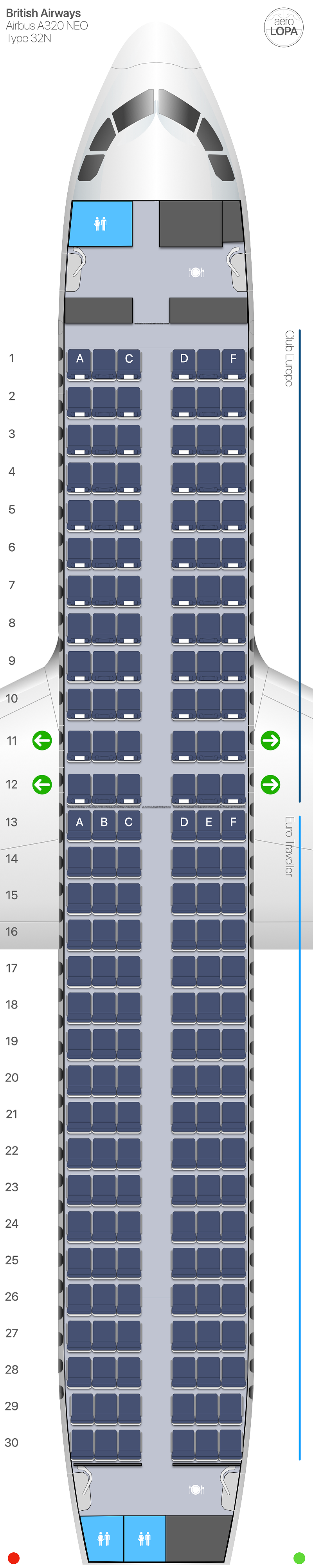 Ba airbus a320 neo type 32n aerolopa detailed aircraft seat plans