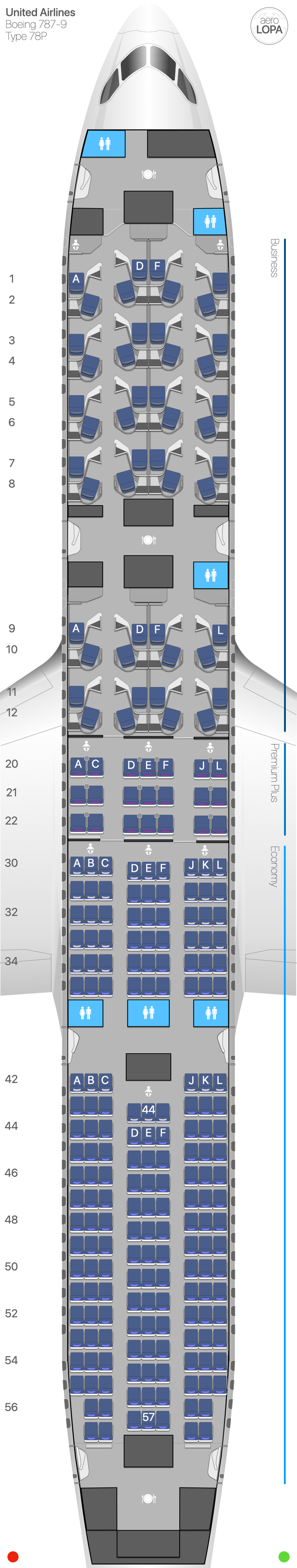 UA Boeing 787-9 type 78P - aeroLOPA | Detailed aircraft seat plans