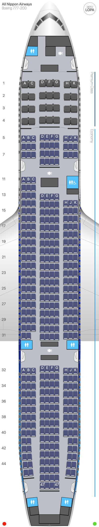 NH Boeing 777-200 - AeroLOPA | Detailed aircraft seat plans