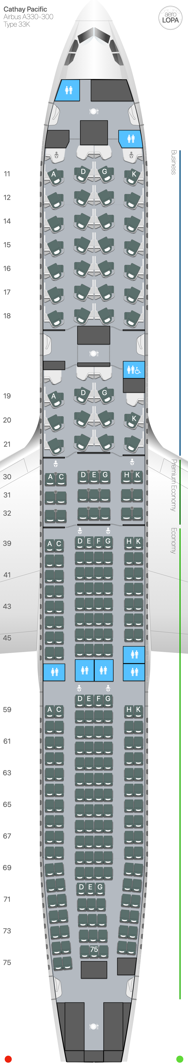 Cx Airbus A330 300 Type 33k Aerolopa Detailed Aircraft Seat Plans