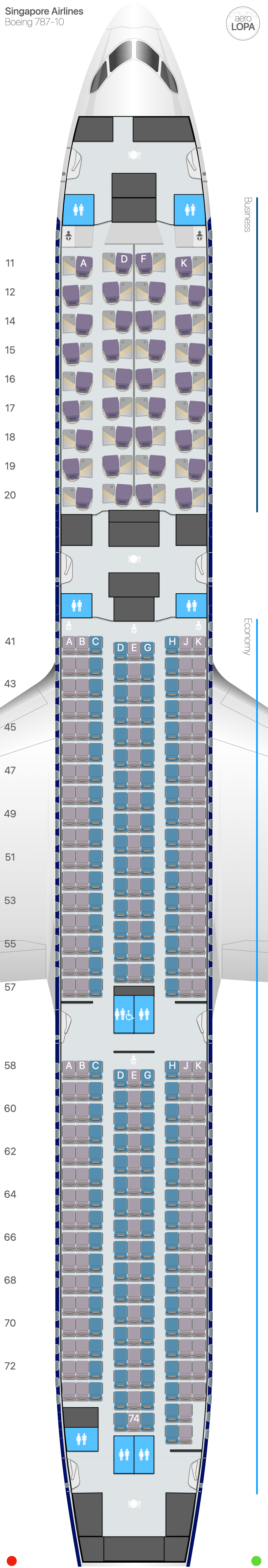 SQ Boeing 787-10 - AeroLOPA | Detailed aircraft seat plans