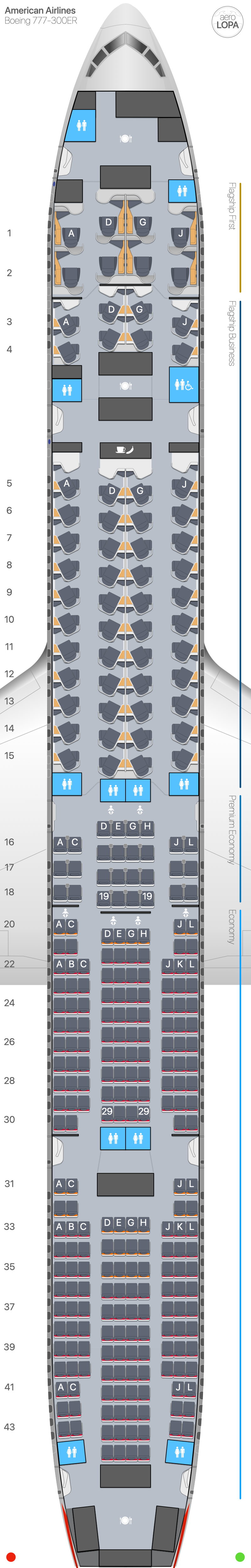 AA Boeing 777-300ER - aeroLOPA | Detailed aircraft seat plans