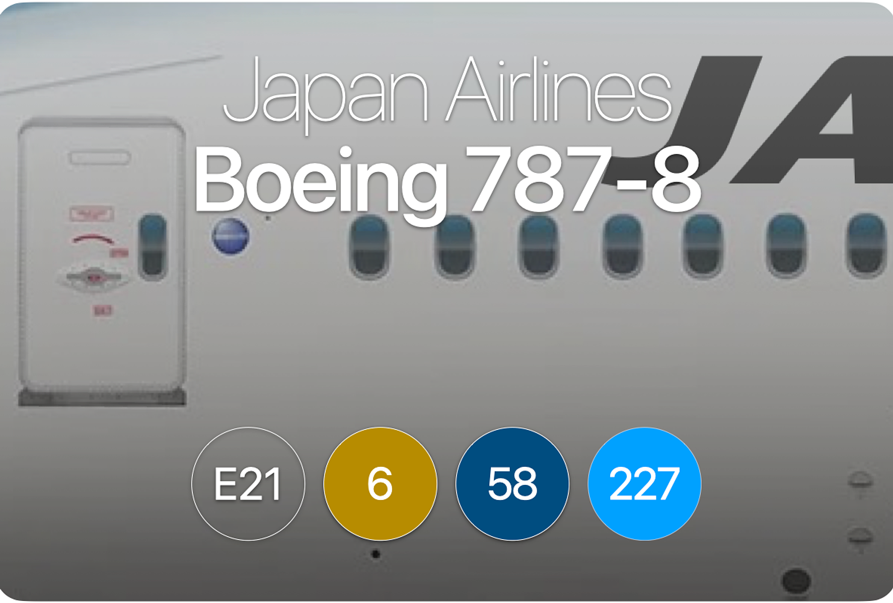 JL Boeing 787-8 type E21 - AeroLOPA | Detailed aircraft seat