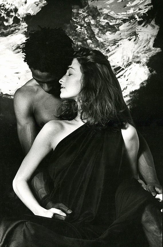 This is a portrait of an actual couple, Craig McKenzie and his girlfriend, Catherine who was a model. The sheer beauty and contrast between black and white skin of this couple is striking. Another in my series of real couples shot in London on B/W film.