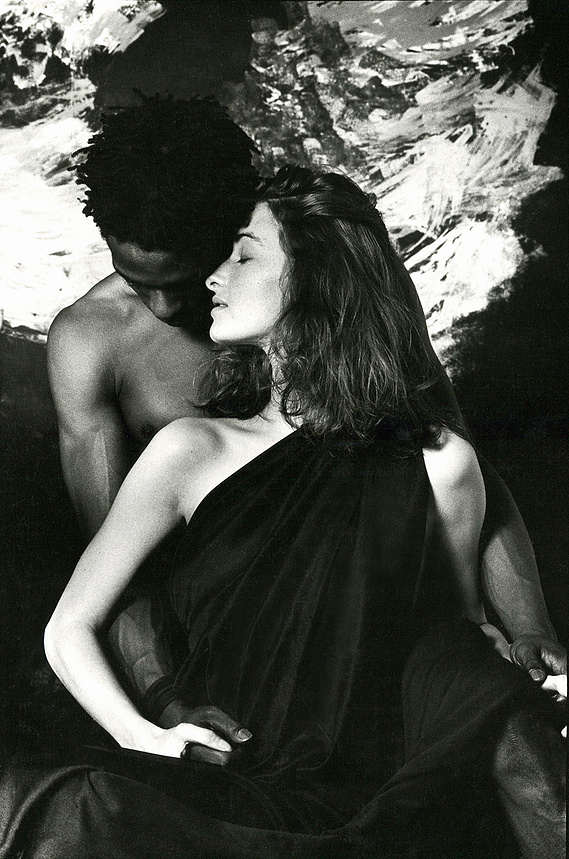 This is a portrait of an actual couple, Craig McKenzie and his girlfriend, Catherine who was a model. The sheer beauty and contrast between black and white skin of this couple is striking. Another in my series of real couples shot in London on B/W film.