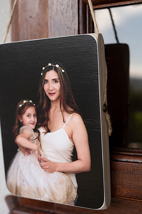 Portrait of a mother with her daughter shot in the studio and then printed onto a Photoblock. They have a timeless quality as do my images.