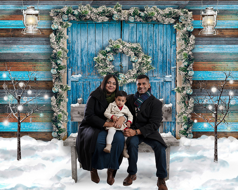 Families! Don't Miss Out on Our Limited Winter Wonderland Portrait Sessions. Portraits taken in my studio and then composited onto this snowy outdoor scene for your greetings cards. Christmas Mini-sessions!