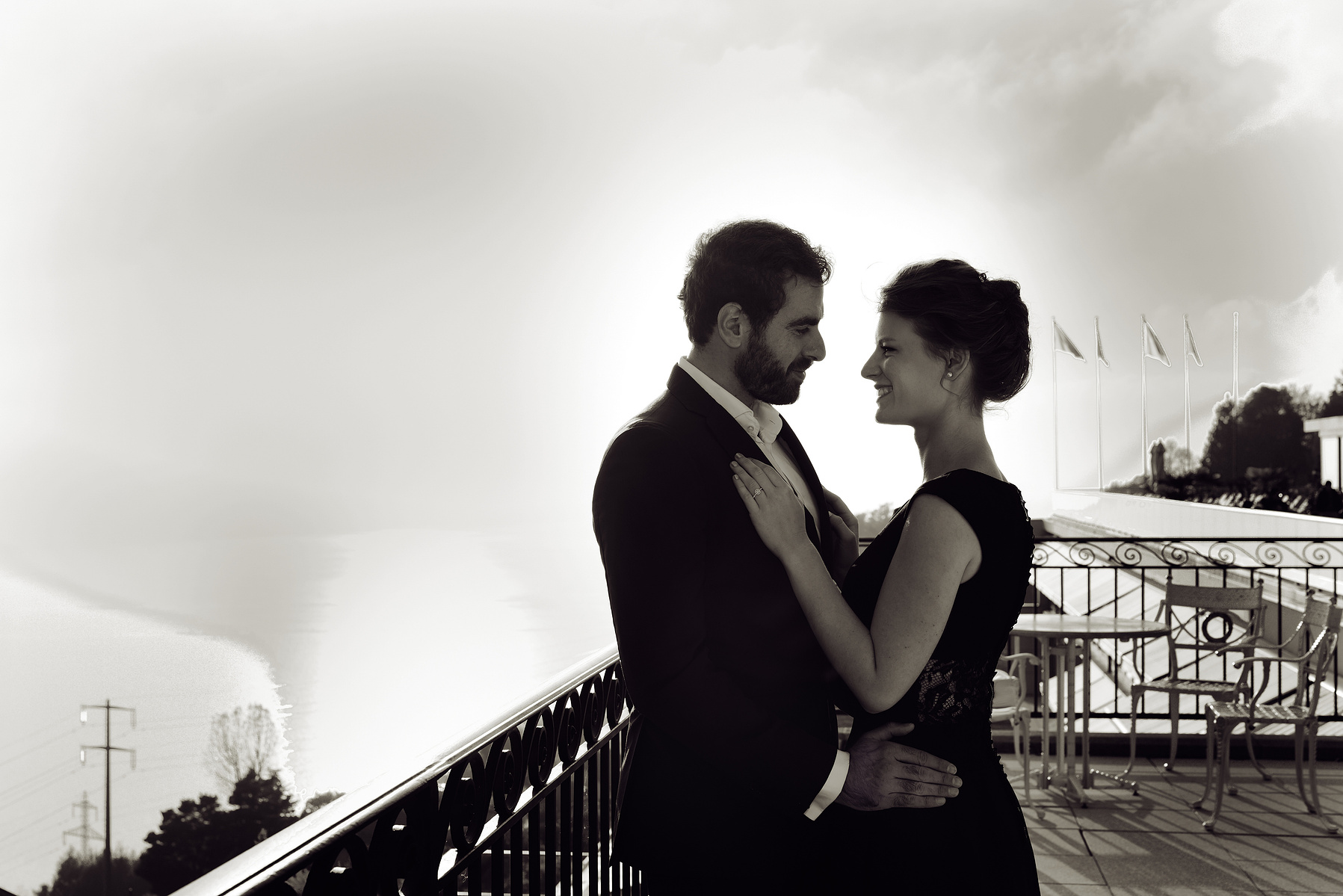 Black and white Engagement photos taken of a stunning couple who are madly in love and are not afraid to show it!