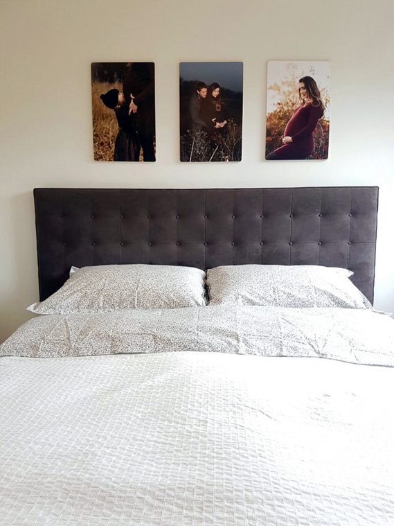 Three 40x60cm Photoblocks displayed in the bedroom, these images were a result of 2 different shoots. Photo by Helen Putsman Photography Geneva
