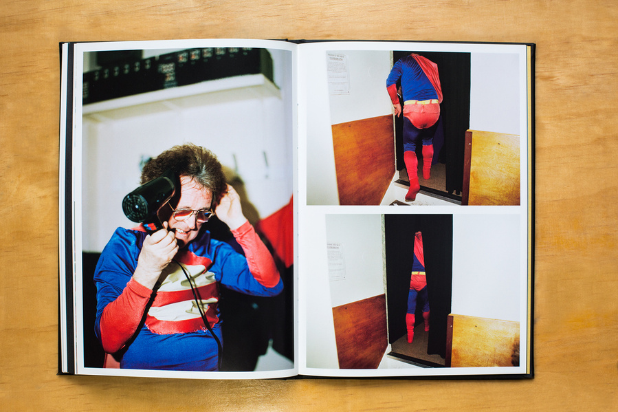 Superman's pockets by Timothy Foster we see Dougy going on stage after blowdrying his hair while wearing his glasses.