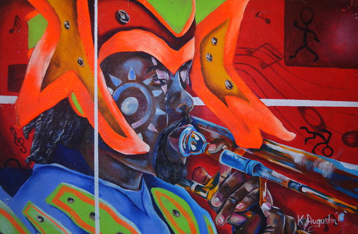 Kenel Augustin
Junk-anoo (Fun and Culture)
Acrylic on Canvas
60.96cm x 91.44cm
2019