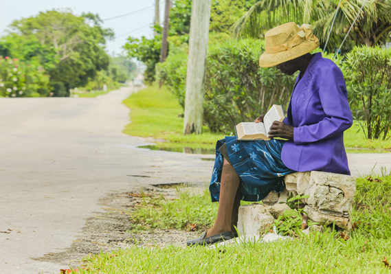 lady reading the bible in Eleuthera, The Bahamas