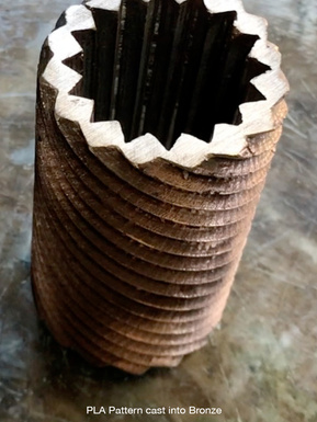 PLA 3D print pattern cast into bronze.
