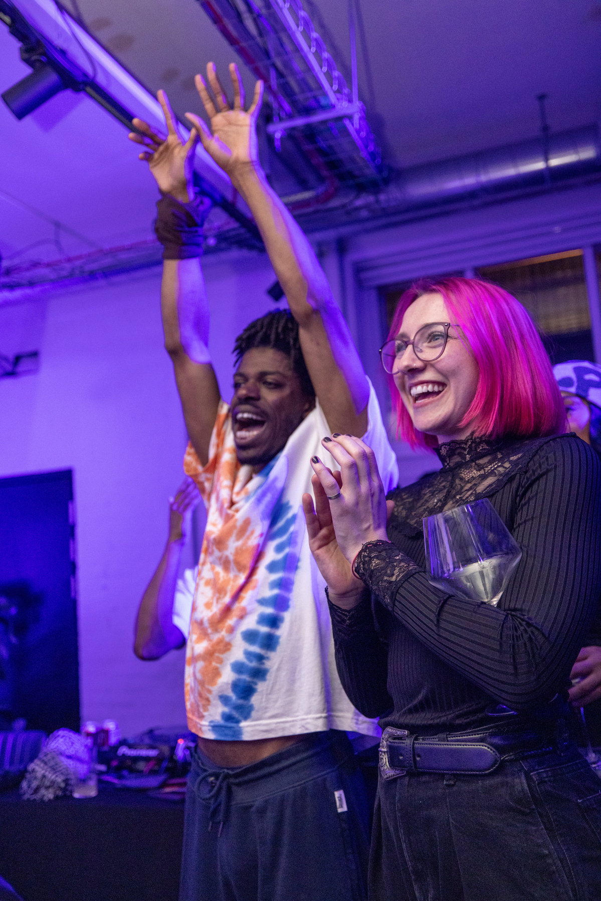 Performers cheering at Spit Nights 2025