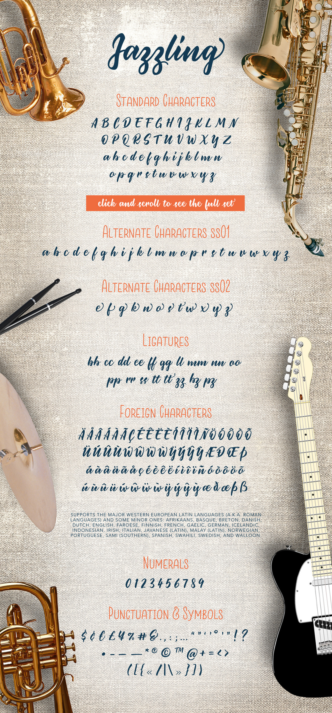 Jazzling Font Duo - script characters