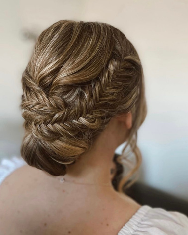 fishtail updo, boho wedding hair, boho bridal hair, Brighton wedding hair, Lewes wedding hair, sussex wedding hair