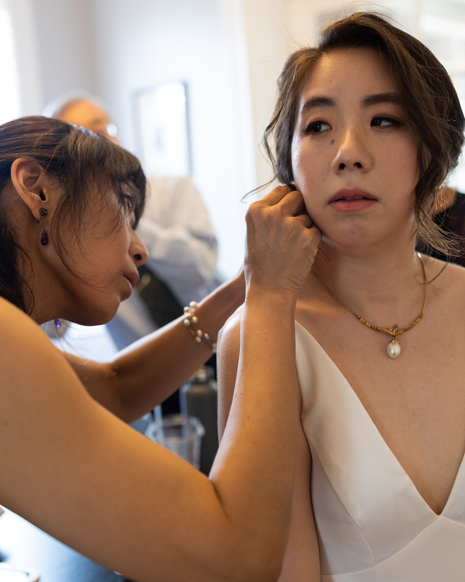 Wedding photojournalism Jersey City Civil Ceremony Jing Fong Reception getting ready