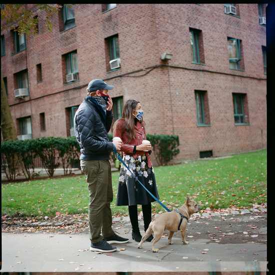 Alexandria Ocasio-Cortez waits on line to vote early in the 2020 general election. This was the first year an early voting site was available in Parkchester, an approval Alexandria Ocasio-Cortez fought for.