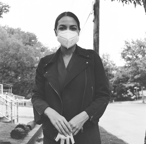 Portrait of Alexandria Ocasio-Cortez on May 23rd, 2020 in Queens, several weeks into her campaign's food distribution program.