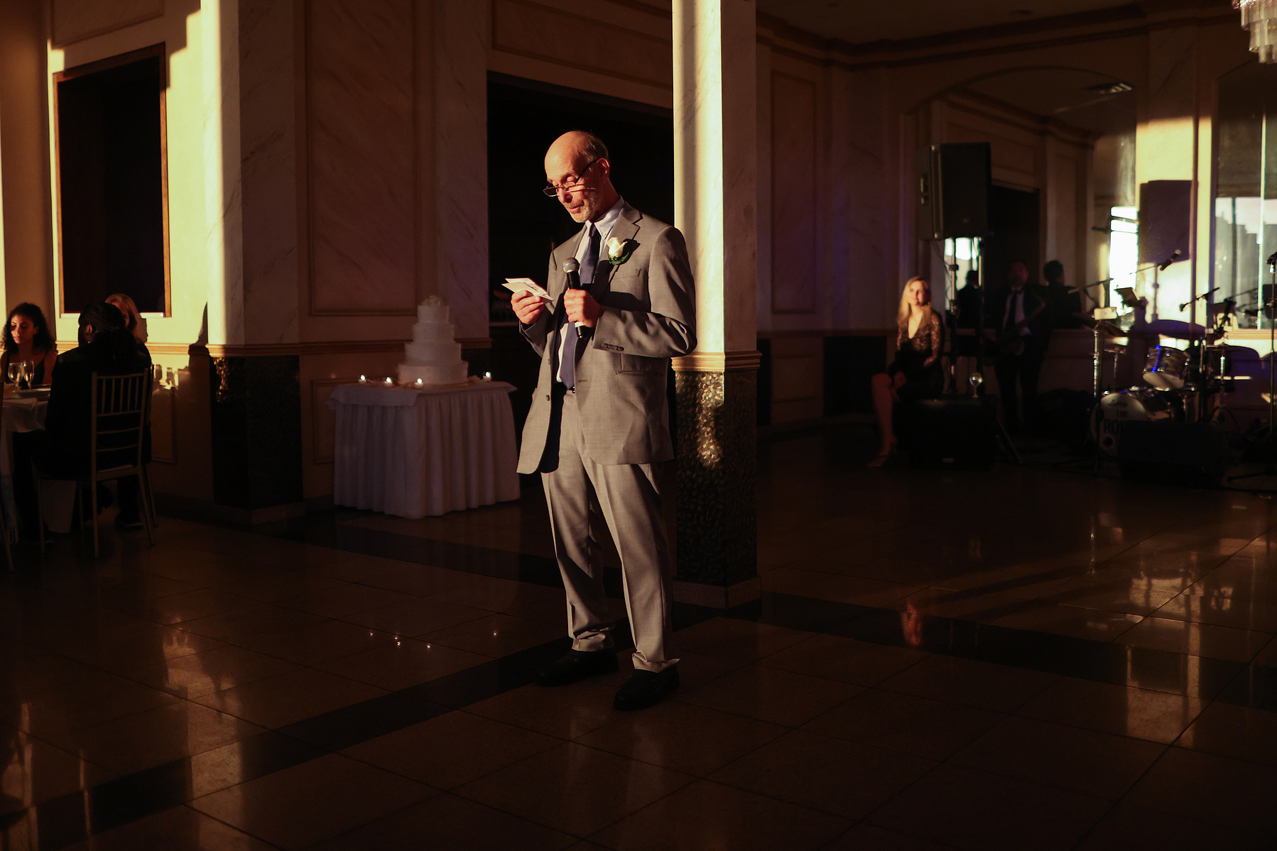 Toast. Wedding photojournalism at Giando on the Water in Brooklyn, NY. 