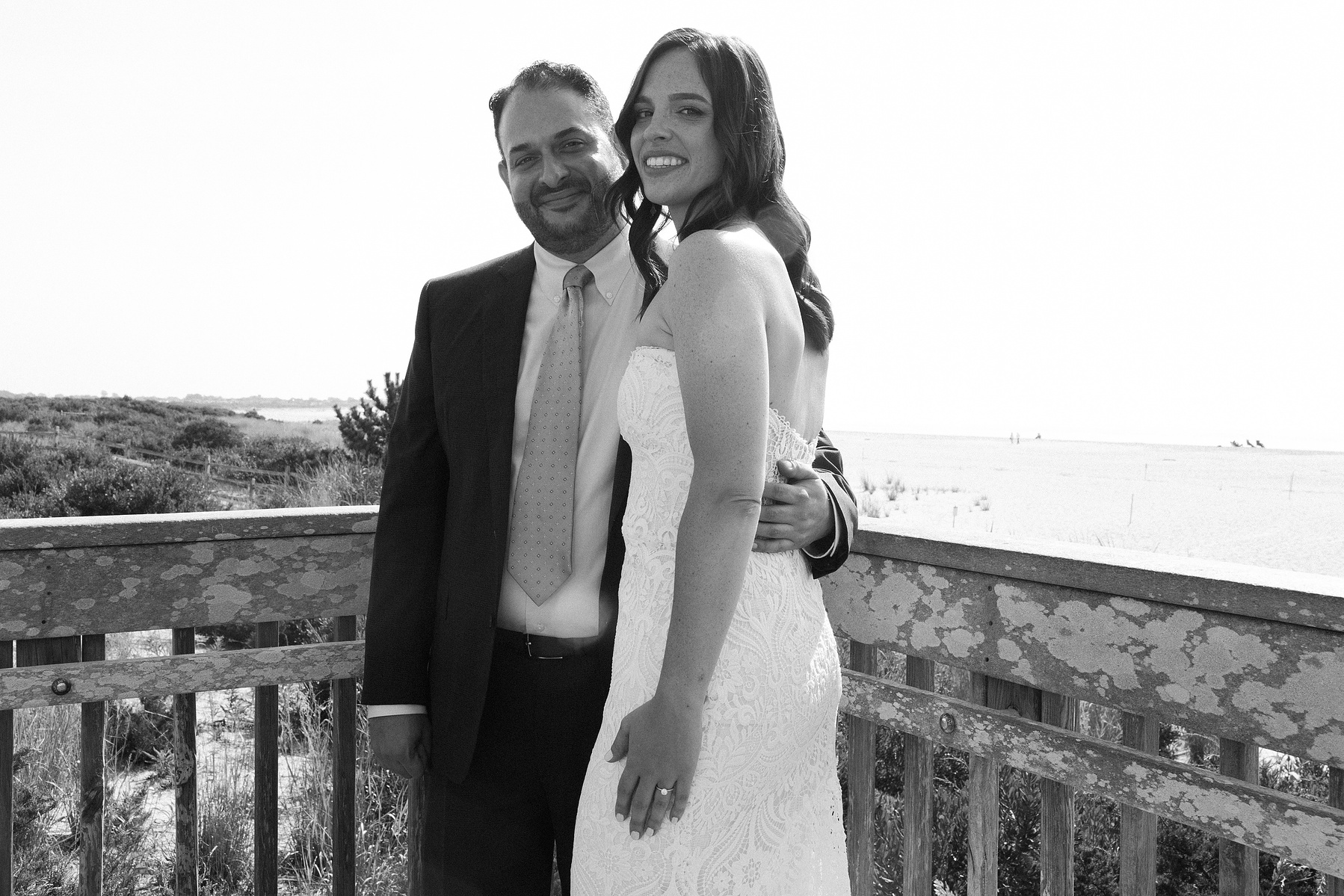 Wedding photojournalism Cape May NJ Beach bride and groom