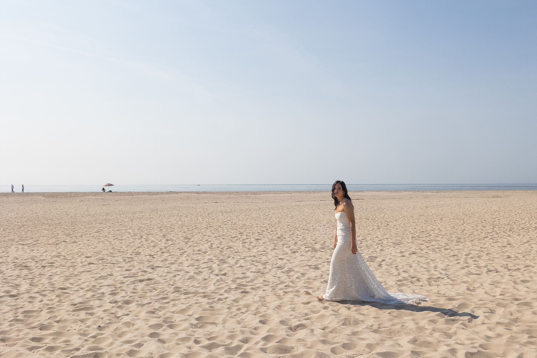 Wedding photojournalism Cape May NJ Beach bride