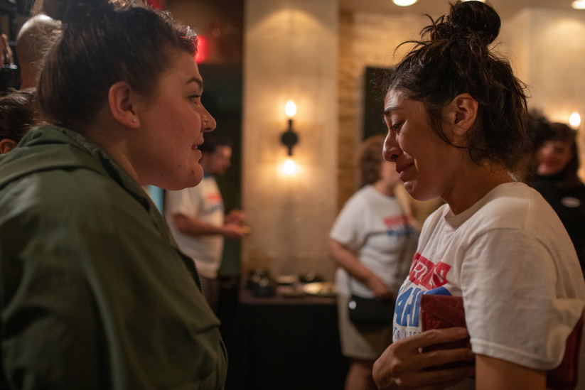 Alexandra Rojas reacts to Kerri Evelyn Harris' primary loss.
