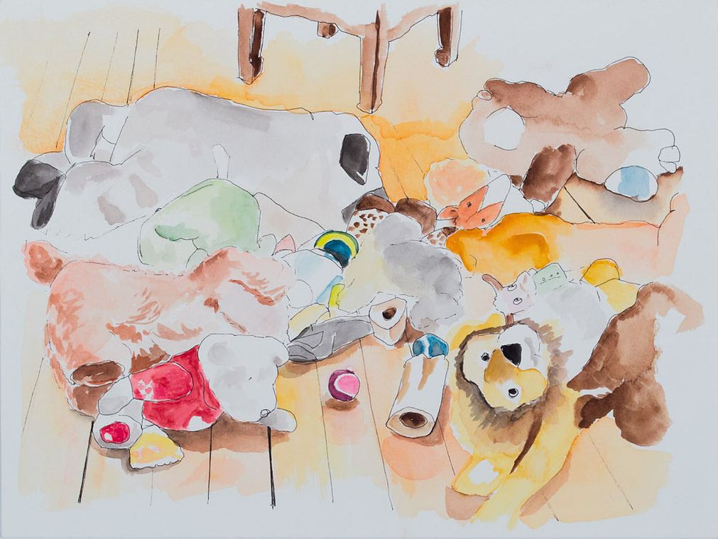 Valentina Gallup Salerni
Dogs' mess
ink and watercolor on paper
