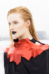 ALEXIS WALSH, 3D printing, 3D printed fashion, 3D Printshow, Shapeways, 3D print, LYSIS COLLECTION, fashion design, fashion, design, 3D printed design, 3D print fashion, handcraft, handsewn, handdyed, nylon, wsf shapeways