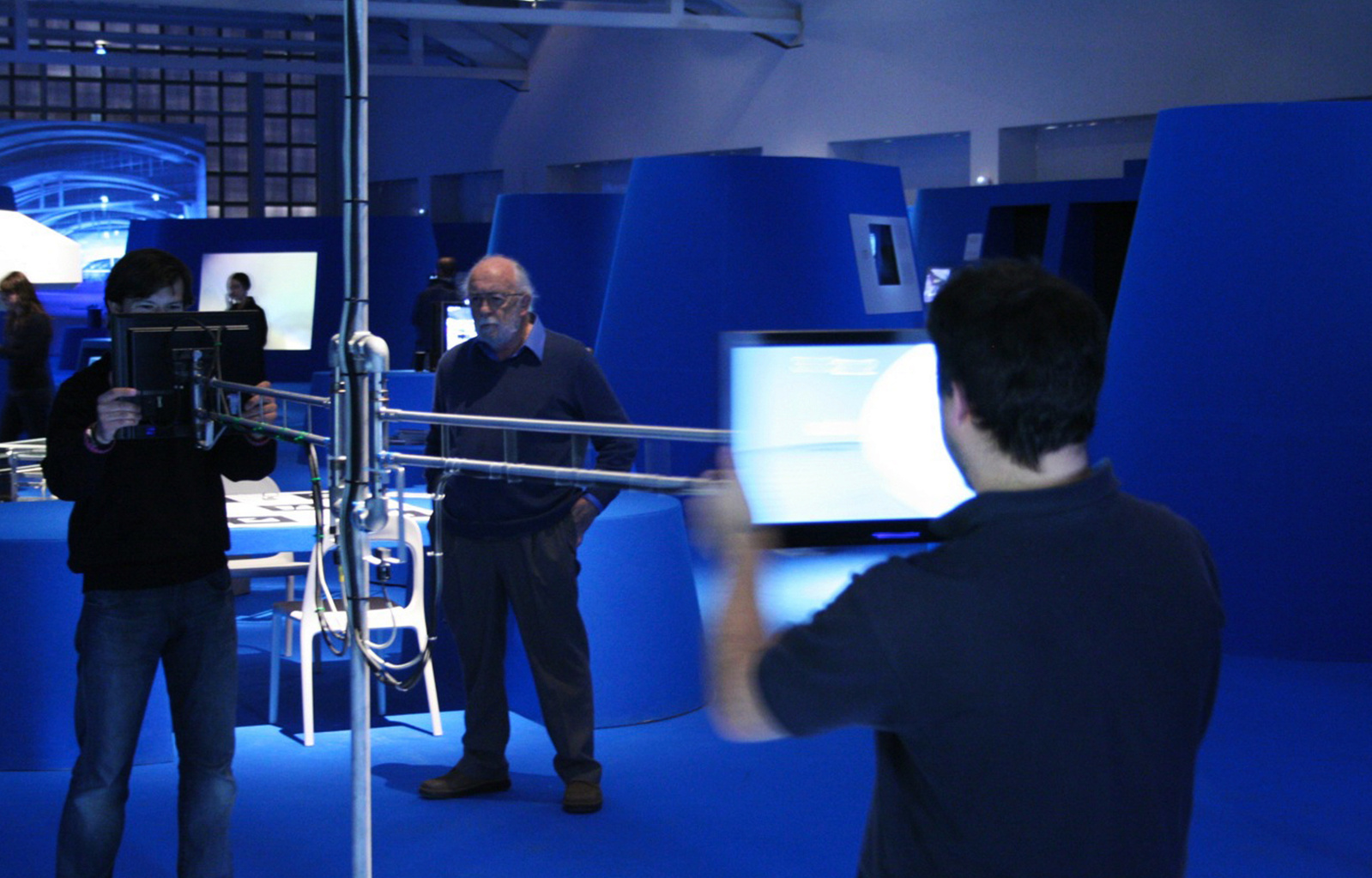 TFT Tennis is an interactive game installation with two computer screens as interface inspired by the classic Pong. Photo taken at Gameworld exhibition in Gijon.