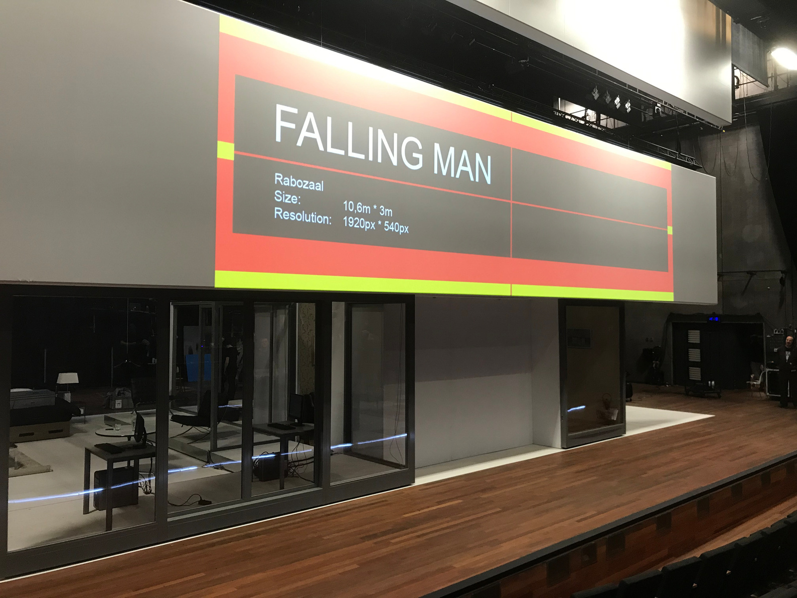 Behind-the-scenes at Falling Man at ITA Rabozaal Schouwburg Amsterdam.