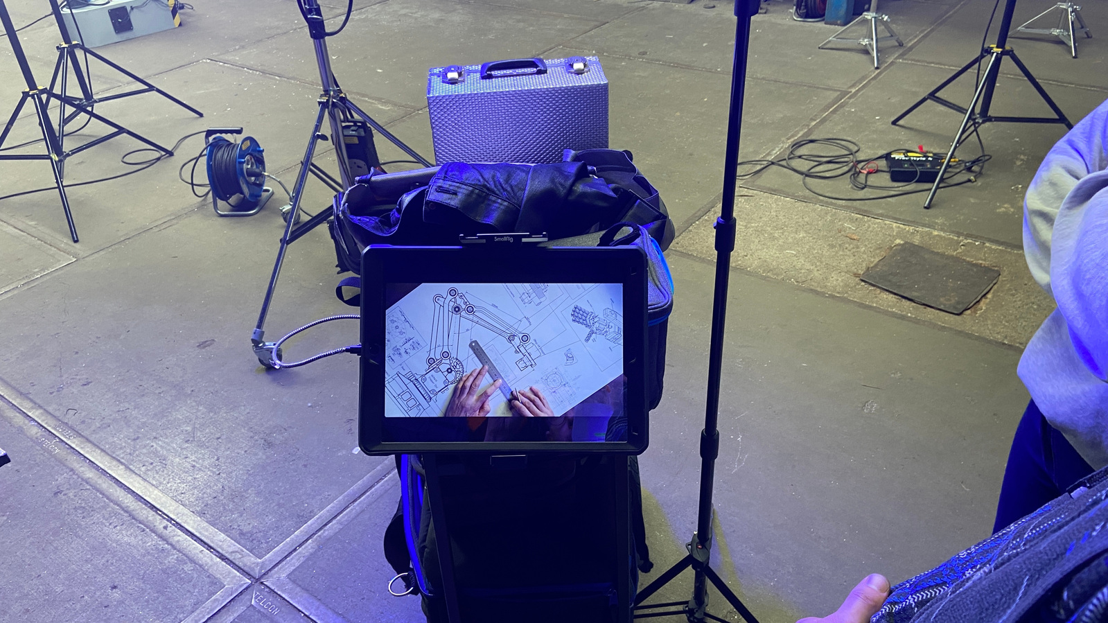 Behind the scenes at Technicum shoot at welding workshop.