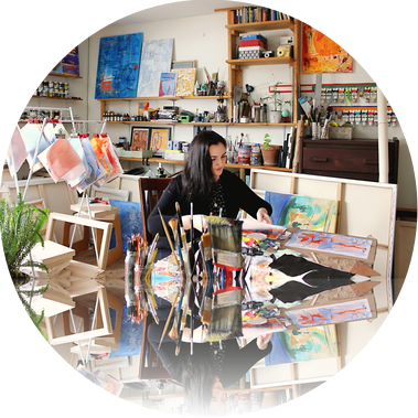 Anda Marcu in her studio
