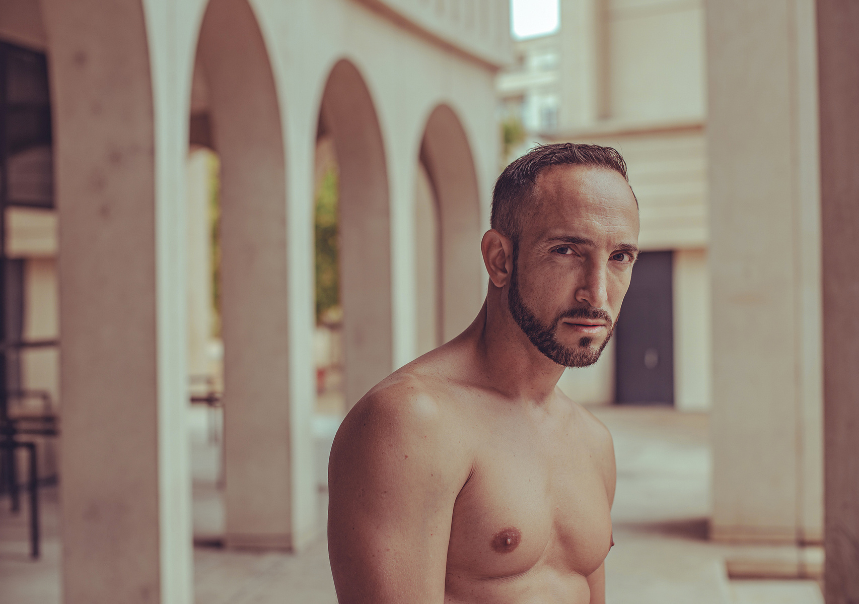 A male model posing in Montpellier for Bruno Martinez Truculent Photographie a photographer from France.