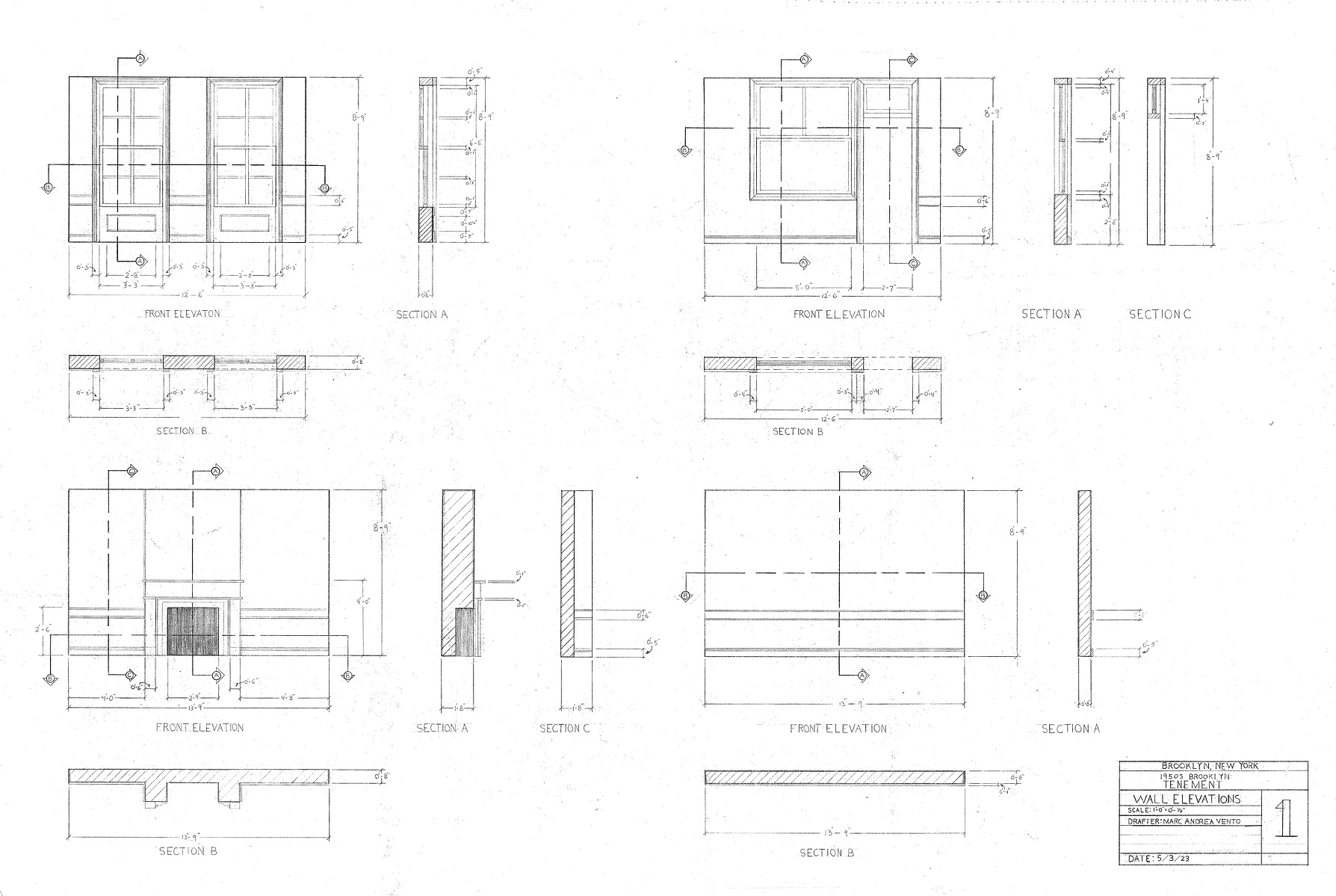 1950's Brooklyn Tenement wall elevations