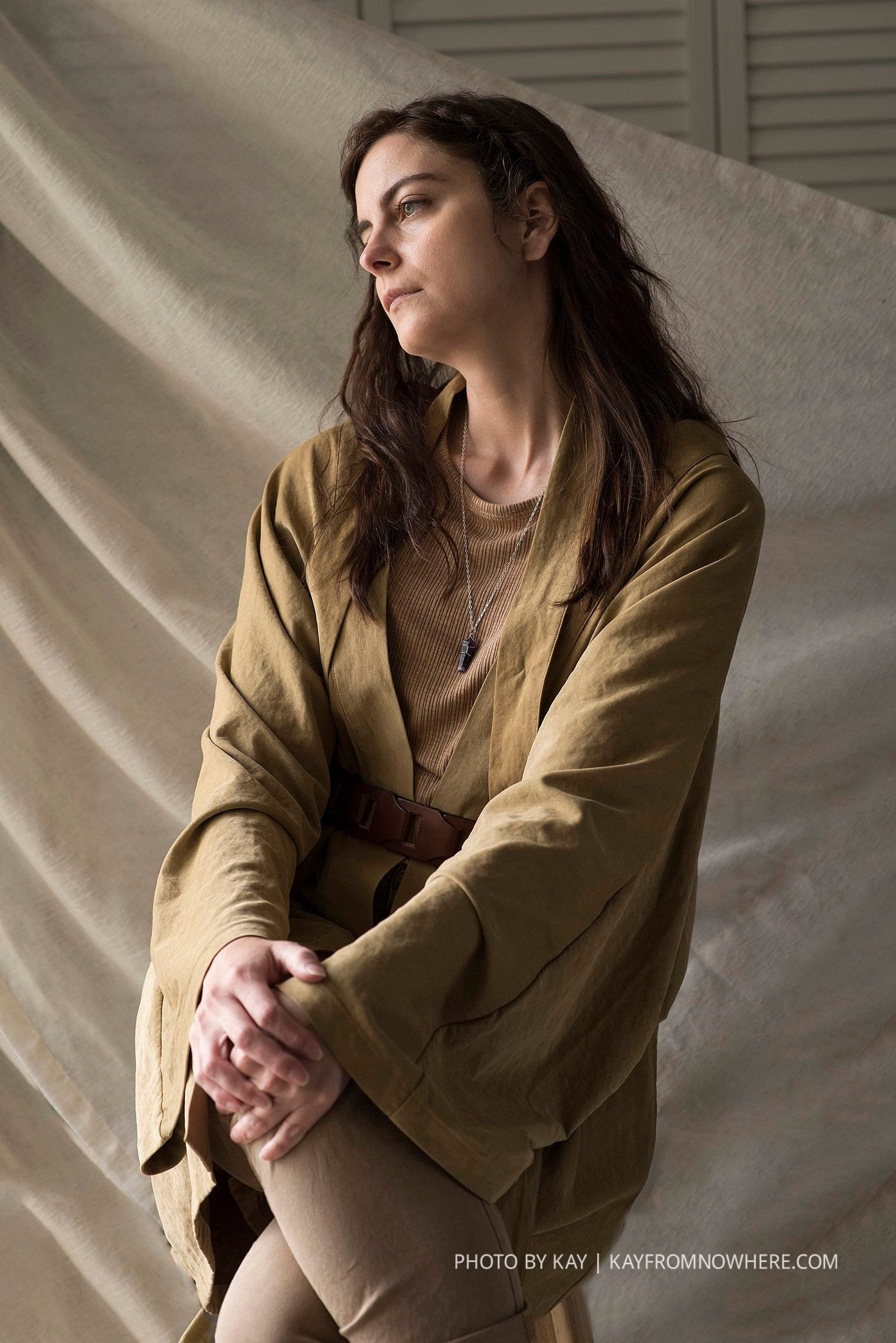 a Jedi-inspired outfit in a quiet morning photo session