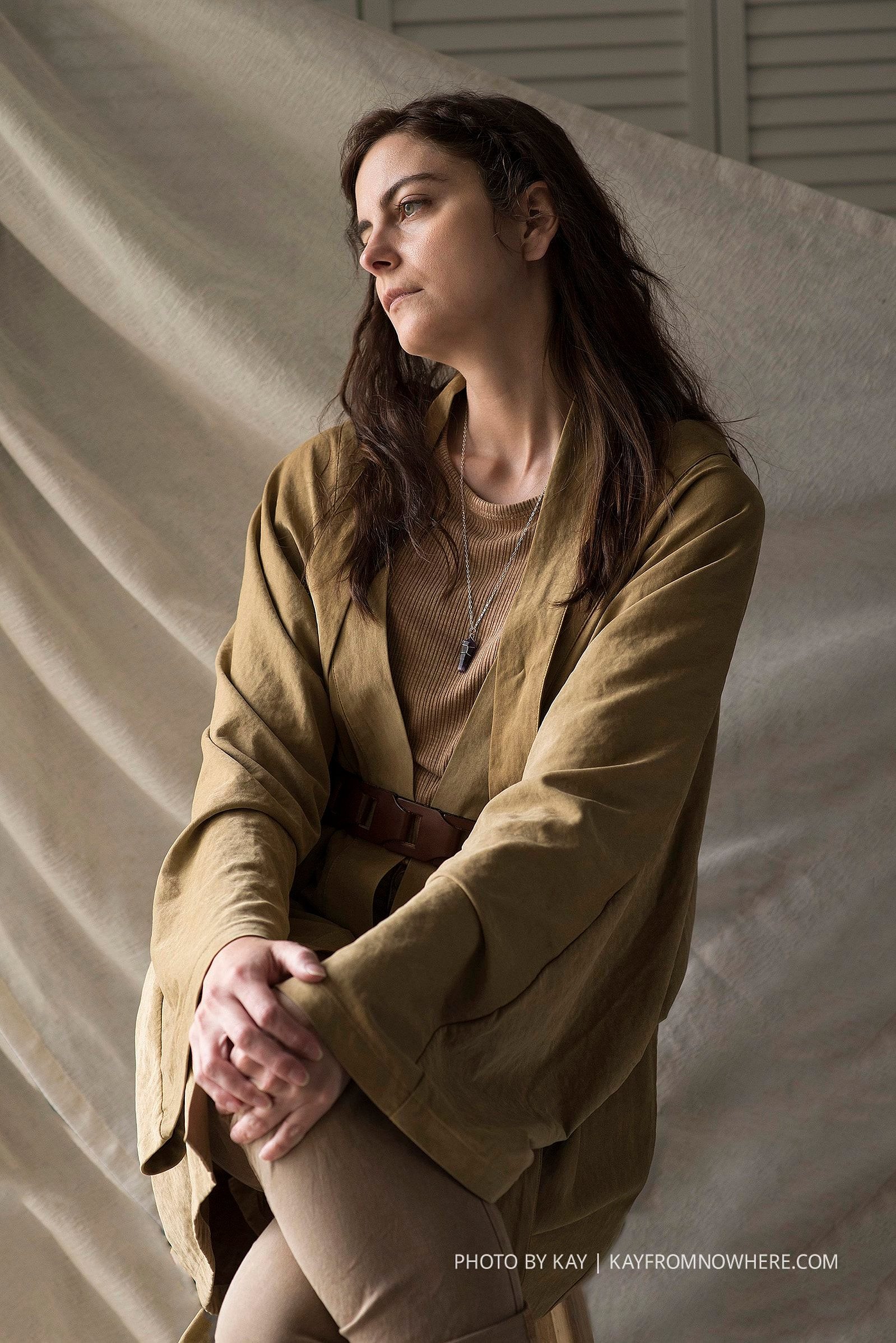 a Jedi-inspired outfit in a quiet morning photo session