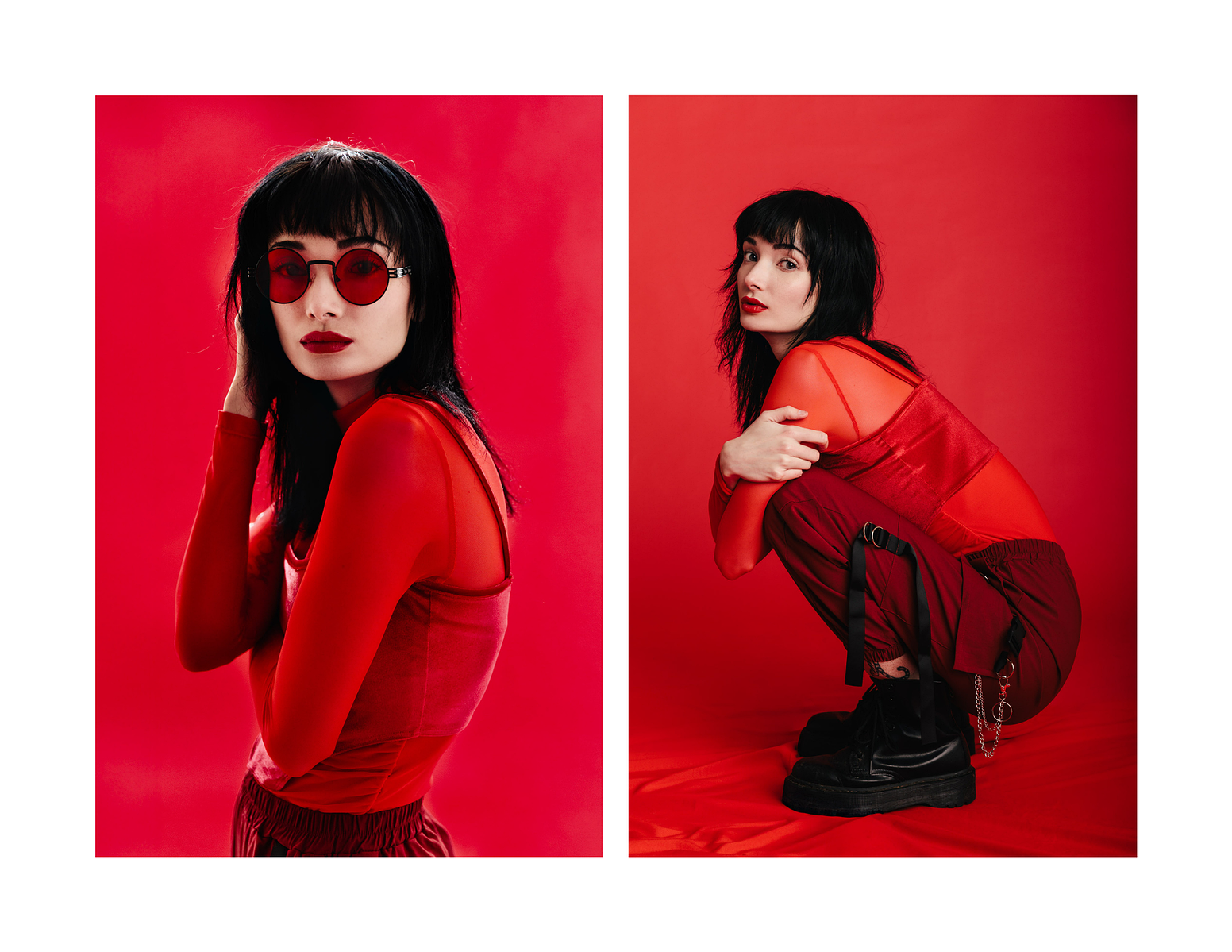 alternative fashion, red leather boots, red aesthetic, i see red, all red, red on red, bold red, blood red, chery red, red grunge, vouge editorial photography, photoshoot concept, photoshoot themes, red fashion, fashion magazine covers photography, 