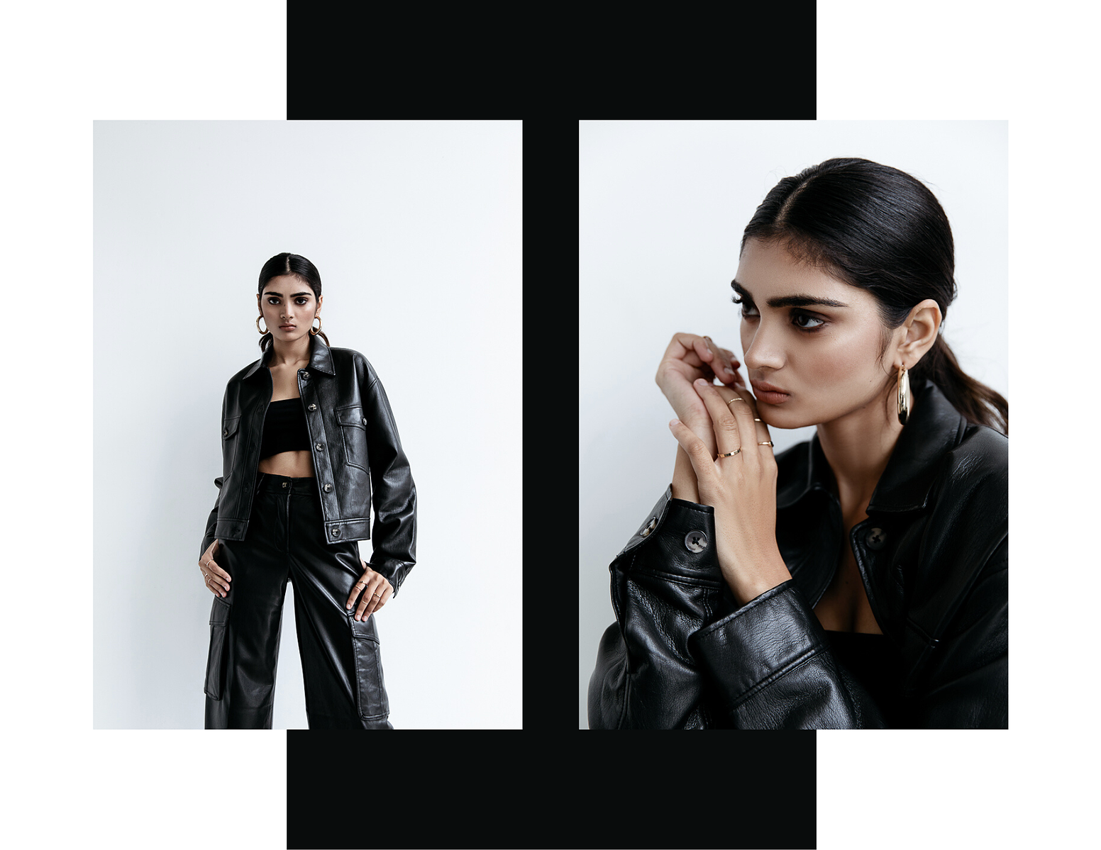 Black clothes, full leather outfit, fall fashion, rag & bone, fashionography, leather jacket. Photoshoot, model test, vegan leather, edgy girl aesthetic, studio shoot, model test shoot, rock n roll aesthetic, all saints, 90’s, 