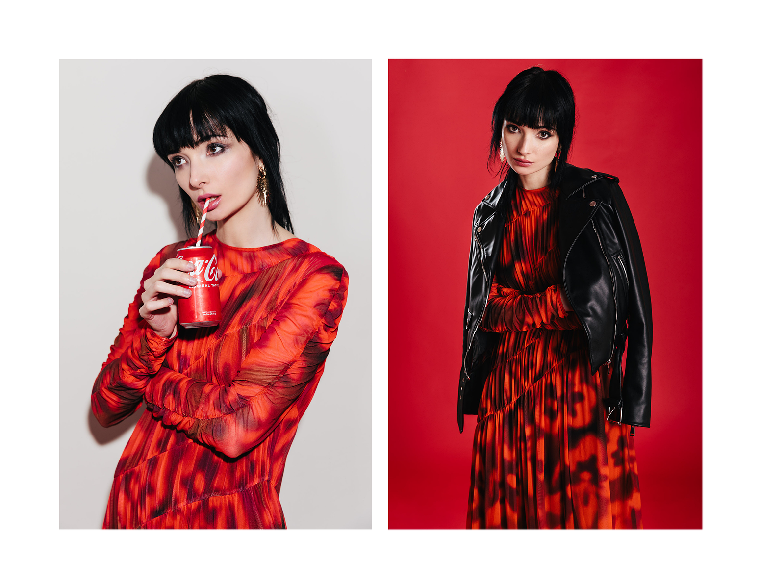 red studio, red monochromatic, monochromatic photoshoot, high fashions poses, Harpers bazaar, fashion magazine, wearing red, red outfit, Red monochromatic outfit casual, red aesthetic grunge, red aesthetic rock n roll, red aesthetic outfit ideas