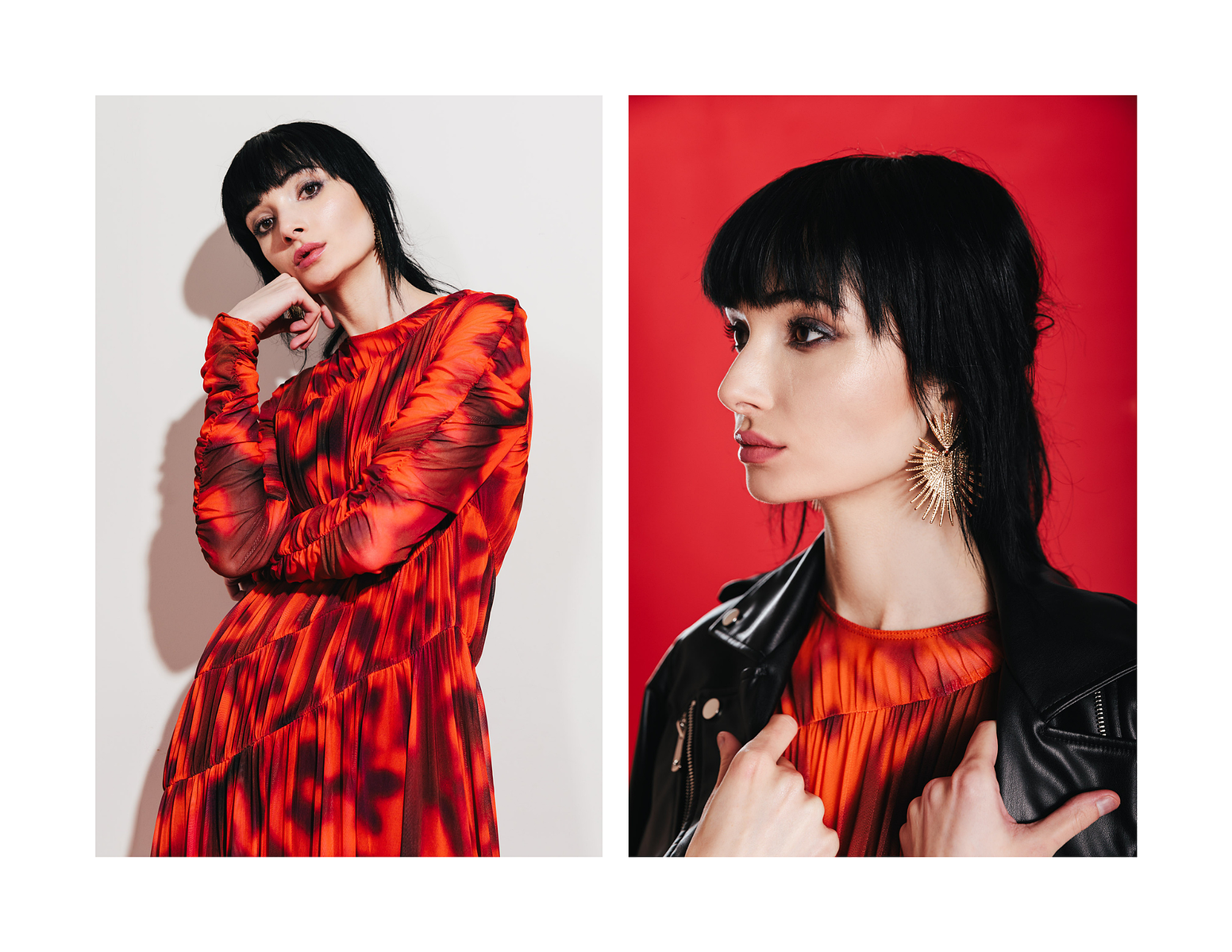 red studio, red monochromatic, monochromatic photoshoot, high fashions poses, Harpers bazaar, fashion magazine, wearing red, red outfit, Red monochromatic outfit casual, red aesthetic grunge, red aesthetic rock n roll, vouge editorial photography