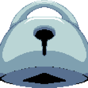 Large, isolated, pixel art illustration of a silver padlock with a prominent keyhole, rendered in shades of light blue and gray against a black background. Made by Estaguy or Estaguy24.