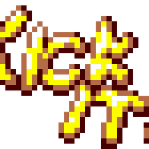 Large, dynamic pixel art text graphic reading "KICK IT!" in bright yellow with thick brown outlines, styled to look like a retro arcade or fighting game effect. Made by Estaguy or Estaguy24. From Sonic CD.