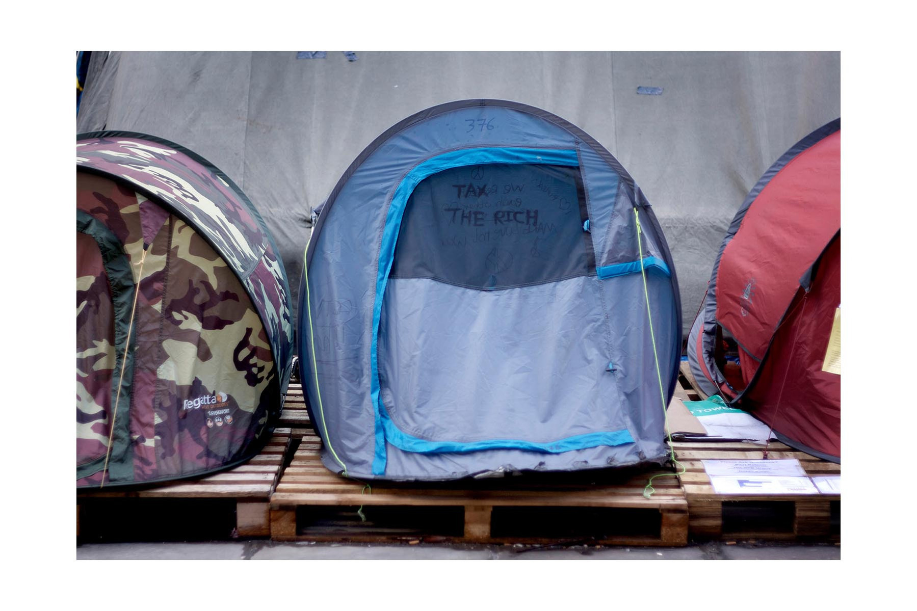 A tent photographed during the Occupy London protest in 2012