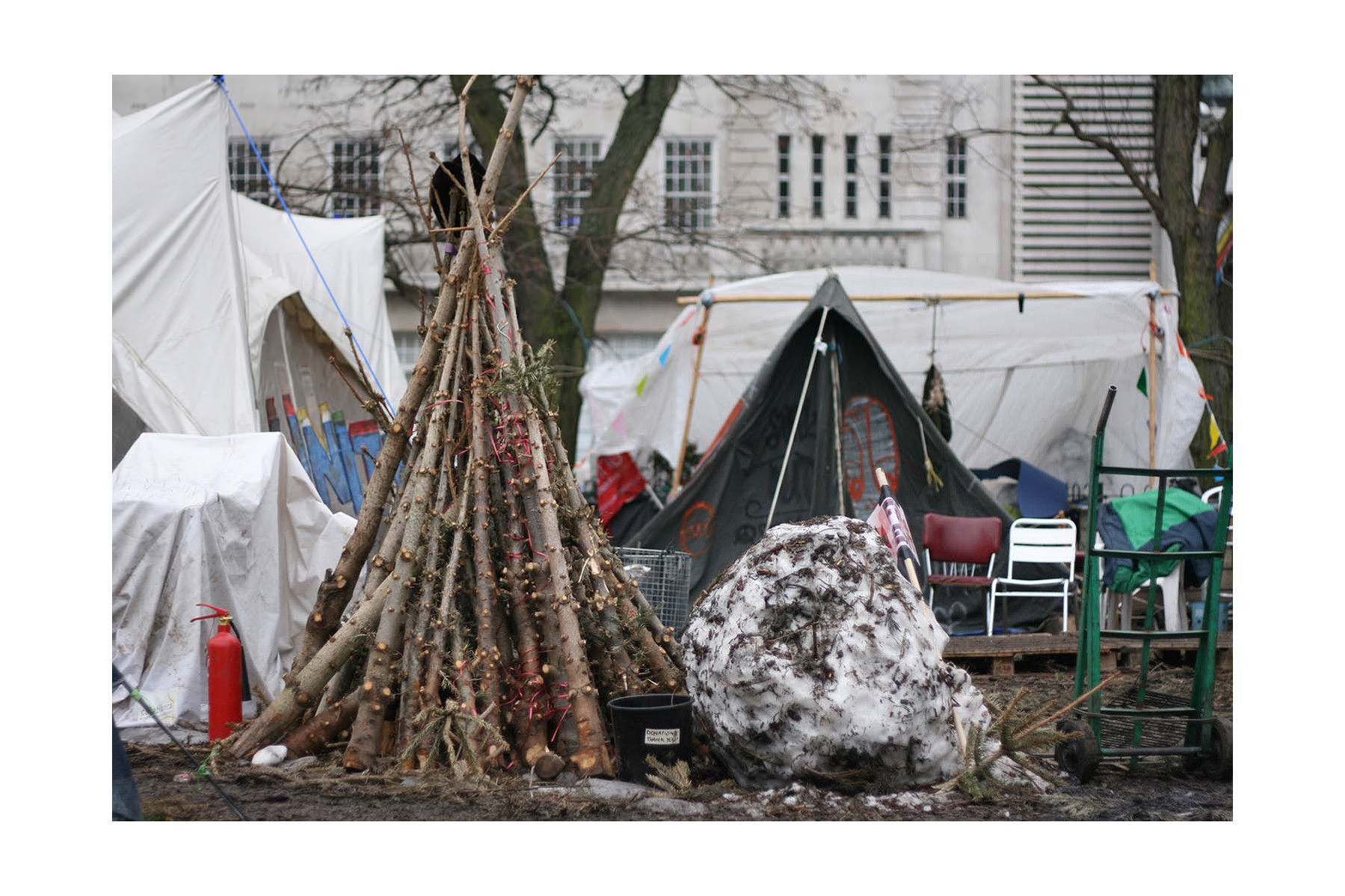 Tents photographed during the Occupy London protest in 2012 in Saint Paul and Finsbury park