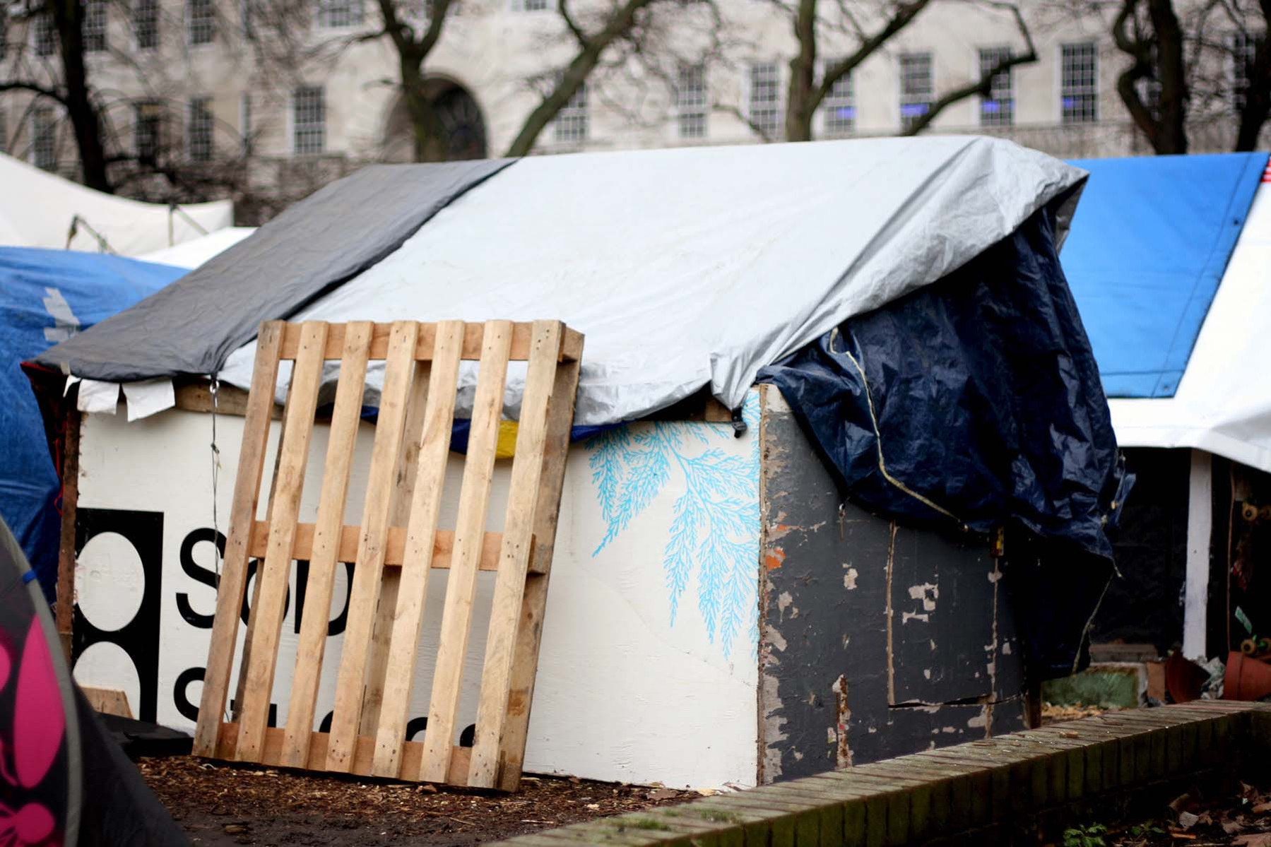 A shed photographed during the Occupy London protest in 2012
